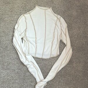 Avalon White Ribbed Long Sleeve Top: 12th tribe